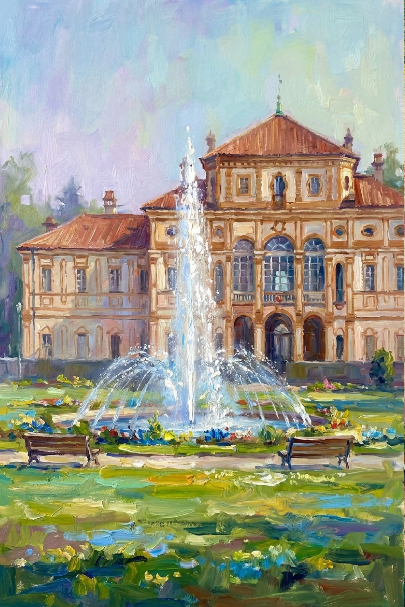05 / Palazzo Dawn — Volumetric gold reflections, soft editorial oil glow.